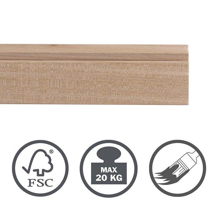 STAS Riva aus Ayous-Holz, hohe Stabilität, ideal für Ihre Wanddekoration. Verschiedene Montagemöglichkeiten.