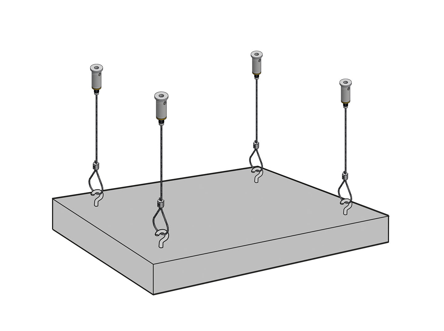 STAS Aufhängeset mit Schlaufe: Deckenhalterung, sehr robust, bis 25 kg, 1,5 mm Stahlseil, 2 m lang.